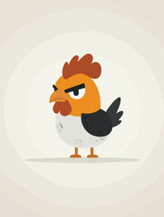 Minimalist Cartoon Chicken Logo - Cute Flat Vector Illustration with Simple Design