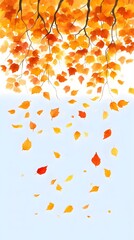 Autumn leaves falling from branches