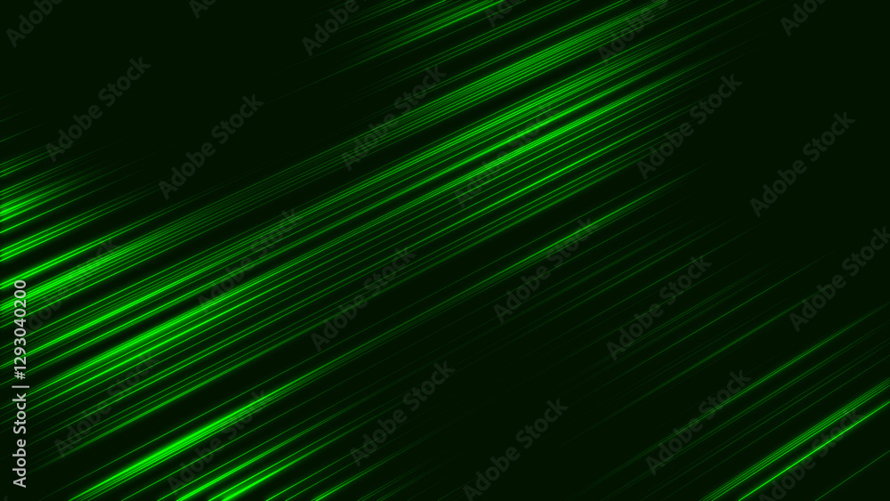 Poster abstract green striped lines on black background fast and glowing lines background. this motion grap