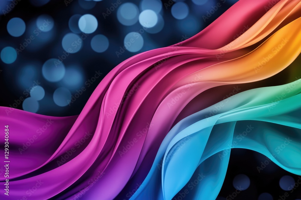 Aufkleber Rainbow colored wavy lines creating an abstract background with bokeh effect