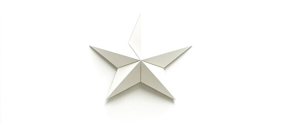 Fototapeta premium Origami ninja star in pale gray color on a clean white background showcasing intricate paper craft design with sharp angular features.