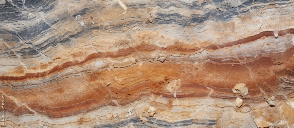 Aufkleber sedimentary rock pattern with layered textures in earthy tones of brown, cream, and blue, featuring 
