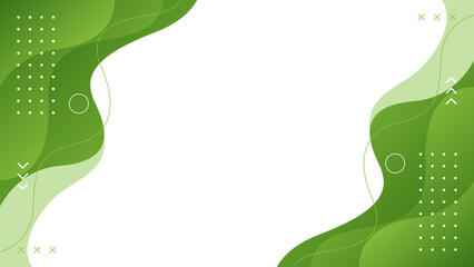 Minimalist green geometric background with fluid wave shapes. Modern dynamic wallpaper. Suitable for banners, templates, sales, ads, events, presentations, web, and pages