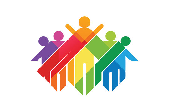 Colorful logo design for a nonprofit organization promoting community engagement and support, Design a simple logo for a nonprofit organization advocating for LGBTQ+ rights and inclusion