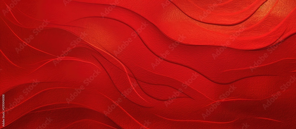 Poster abstract red background featuring smooth, flowing waves with a textured appearance, ideal for creati