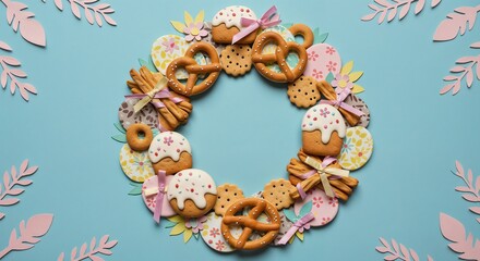 Easter Cookies Wreath Festive Flatlay
