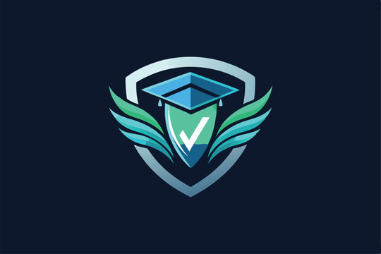 A modern logo showcases a graduation cap with wings, symbolizing virtual learning and achievement, Design a sleek and modern logo for a virtual learning platform