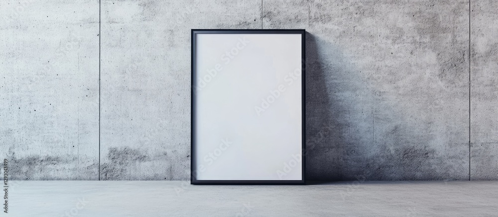 Fototapete minimalistic black frame poster mockup on a textured concrete wall emphasizing negative space for mo