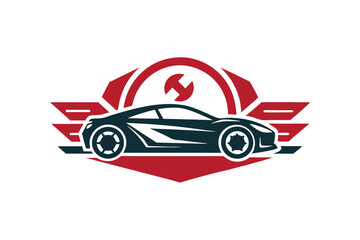Fototapeta premium A creative logo showcases a stylish car outline combined with repair tools, emphasizing auto services, Generate a clean and modern logo for an auto repair garage