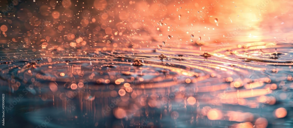 Poster realistic rain droplets and soft bokeh effects create a warm atmospheric backdrop with vibrant orang
