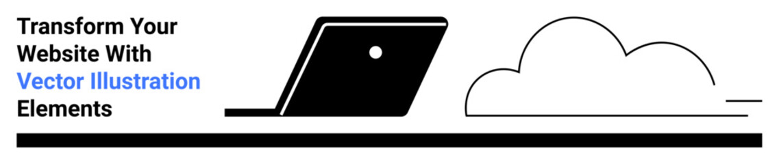 Laptop tilted open alongside a cloud shape, symbolizing technology, data, and connectivity. Ideal for tech, cloud computing, digital innovation, online work, data storage modern design abstract