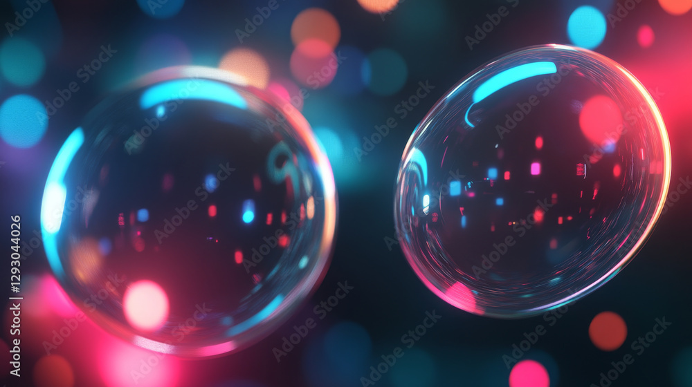 Aufkleber shimmering bubbles with colorful reflections in vibrant background