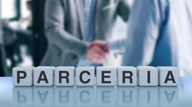 Parceria homem de neg&oacute;cios com sucesso de palavra