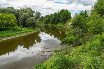 Natural landscape with a valley of Bug river in lubelskie voivodeship in Poland
