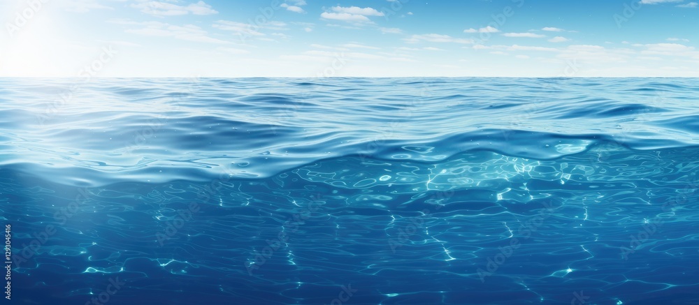 Leinwandbilder translucent blue gradient water with reflective texture and soft waves under a bright sky with light