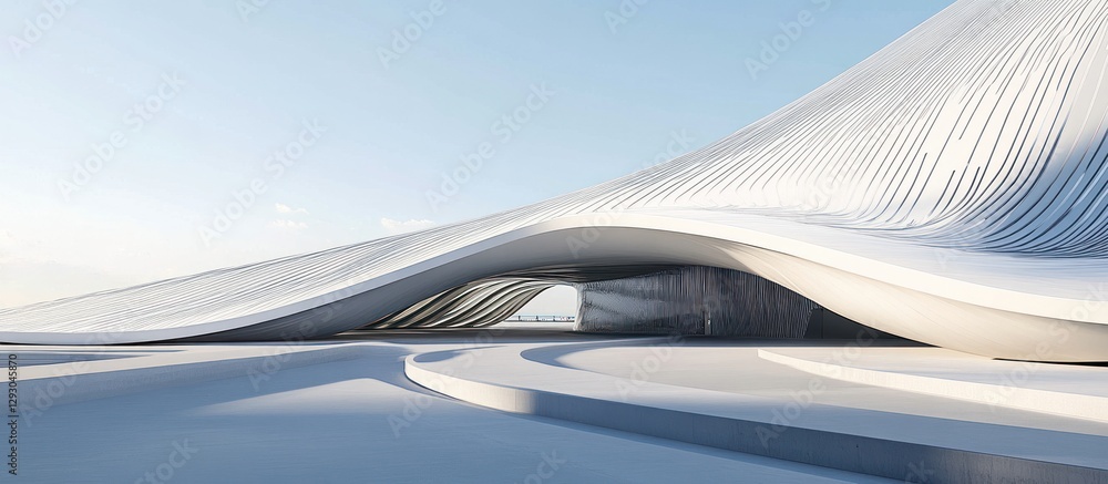 Poster abstract futuristic architecture design with undulating white lines
