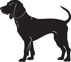 Black and Tan Coonhound Silhouette Vector Illustration White Background