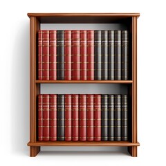 Wooden Bookshelf with Red and Black Books