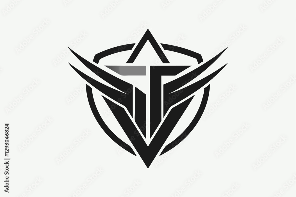 Poster this logo features a modern design with sharp angles and a shield-like outline, perfect for luxury a