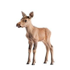 Young moose calf in serene pose on Transparent background