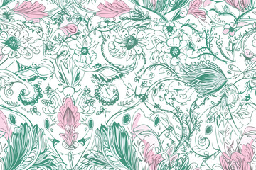  Cute daisy floral seamless watercolor pattern with watercolor black background. Flower vector illustration. Watercolor print in rustic vintage style,
