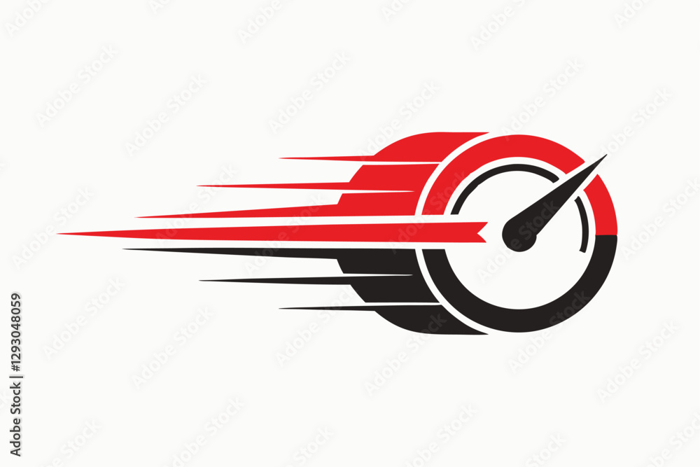 Poster a well-designed logo showcases a speedometer with motion lines symbolizing rapid speed and efficienc