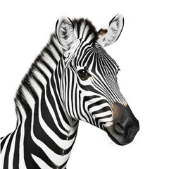 Zebra head and mane closeup in bold lighting