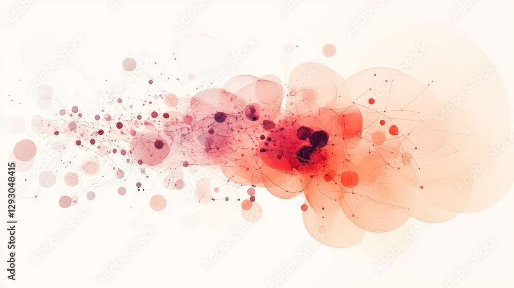 Poster abstract network graphic with soft, flowing shapes and interconnected nodes.