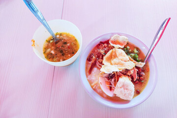 Chicken Porridge and Crackers on the table