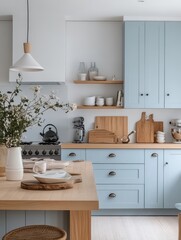 Interior shot of a modern stylish kitchen design with decor