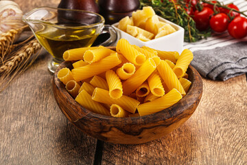 Italian cuisine - dry tortiglioni pasta