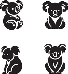 Cute Koala Silhouettes Collection - Vector Illustrations