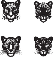 Leopard and Panther Silhouette Vector Set - Four Unique Designs