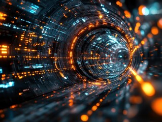 Obraz premium Deep-Space Cyber Grid – Holographic Data Vault