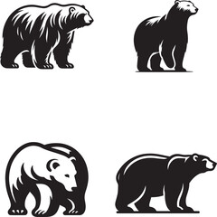 Polar Bear Silhouette Vector Set - Wildlife Animal Illustrations