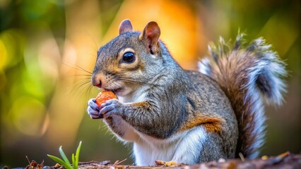 Fototapeta premium Florida Gray Squirrel Eating Acorn Closeup - Wildlife Nature Photography
