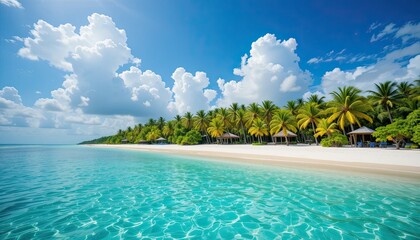 tropical beach with coconut palm trees