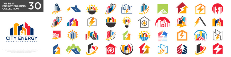 set of Energy city Logo design. power  Icon Symbol . vector  Illustration