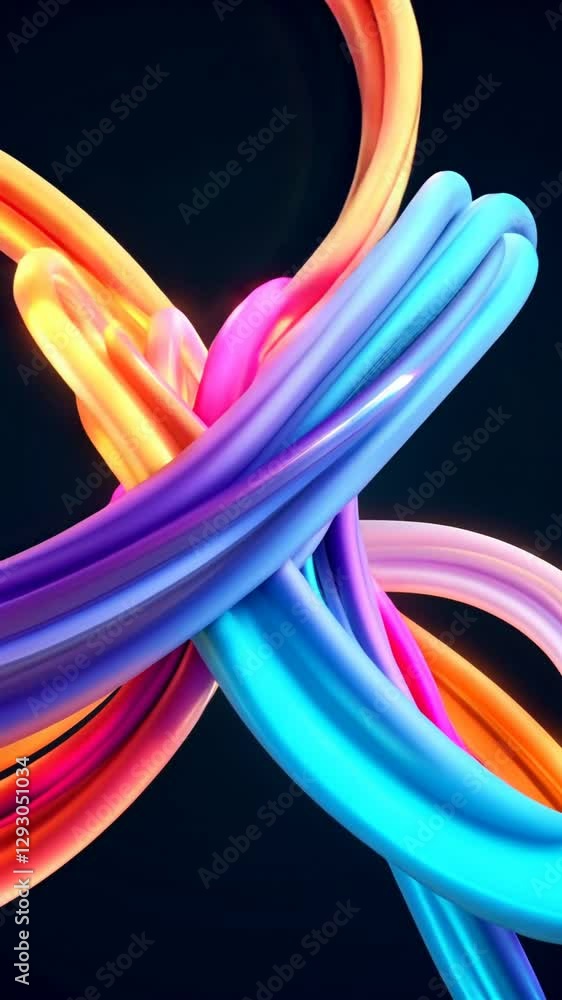 Poster colorful abstract waves intertwining in a mesmerizing display of motion and design