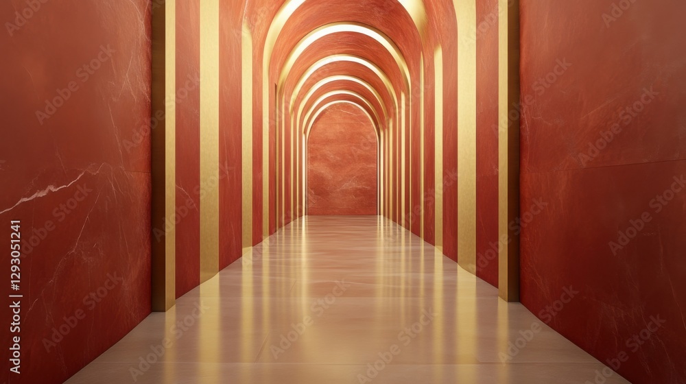 Poster a secret vault with walls lined with ruby gemstones, warm light casting reflections on the polished 