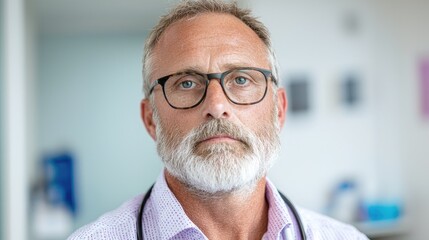 Serious Doctor Portrait in Clinic