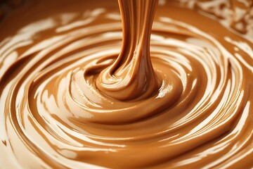 Caramel swirling in bowl