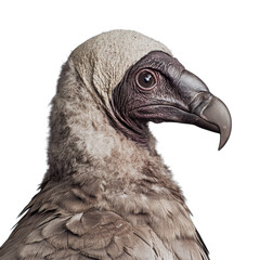 Hooded vulture detailed head and neck portrait with soft lighting