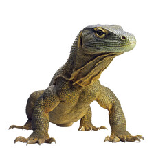 Obraz premium Vibrant symmetrical image of alert young Komodo dragon in studio