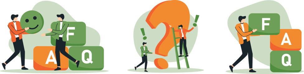 Faq concept customer support, service help vector illustration with question mark