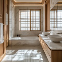 Elegant Japanese Inspired Modern Luxury Bathroom Interior Design