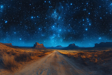 Ephemeral Desert Vista, A Celestial Symphony Above Arid Lands