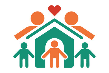This icon symbolizes community support and engagement in local initiatives for social well-being, Generate a simple icon for a community initiative aimed at reducing homelessness