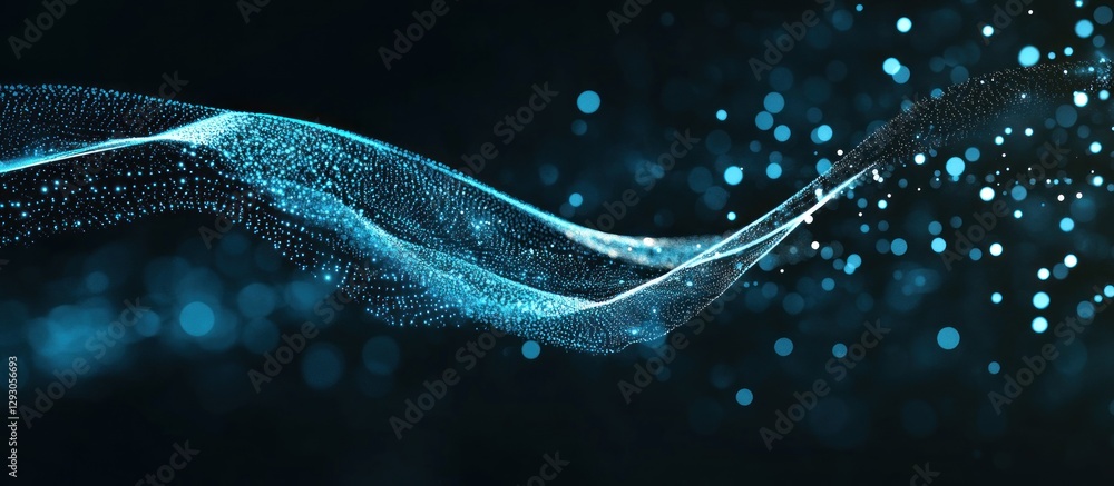 Poster abstract blue light flowing background with technology connection