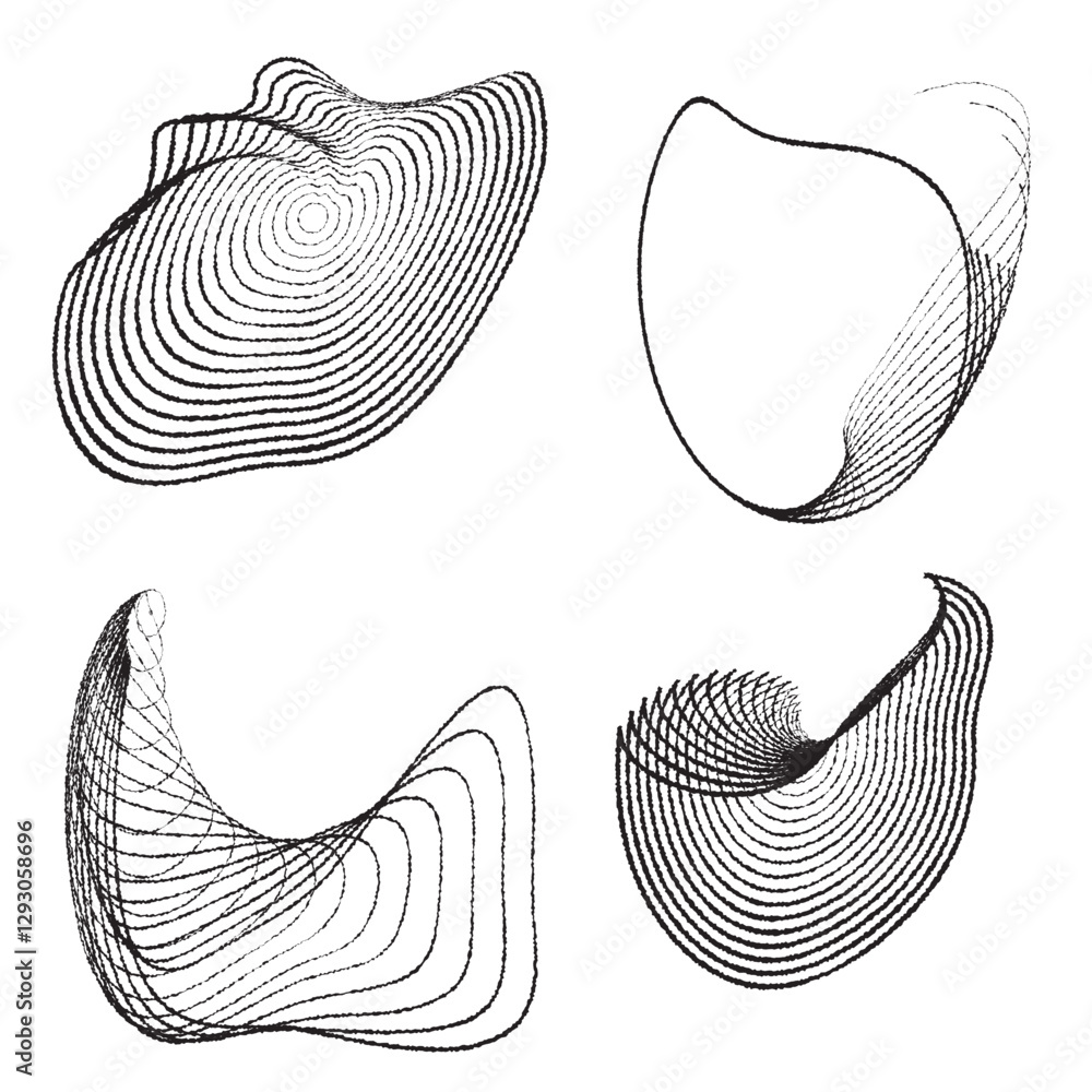 Poster rough edges lines in irregular form . rotate rounded shape vector illustration .rotating shapes form